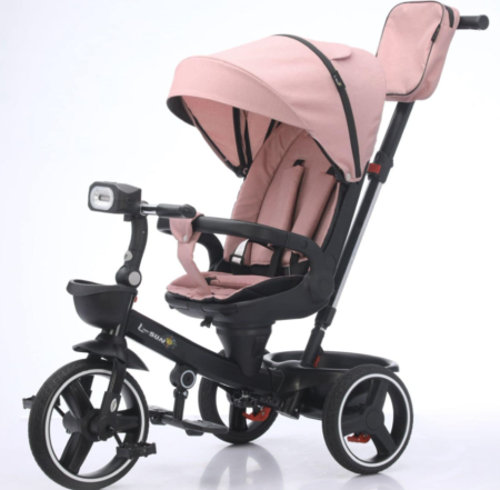 Triciclete - Tricicleta cu scaun reversibil, 6-36 luni, cu pozitie de somn, roata cauciuc, cu lumini si muzica,