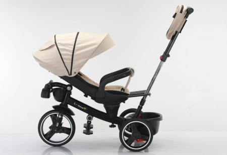 Tricicleta cu scaun reversibil, 6-36 luni, cu pozitie de somn, roata cauciuc, cu lumini si muzica, Bej [1]