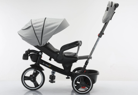 Tricicleta cu scaun reversibil, 6-36 luni, cu pozitie de somn, roata cauciuc, cu lumini si muzica, Gri [3]