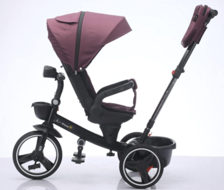 Tricicleta cu scaun reversibil, 6-36 luni, cu pozitie de somn, roata cauciuc, cu lumini si muzica, Mov [2]