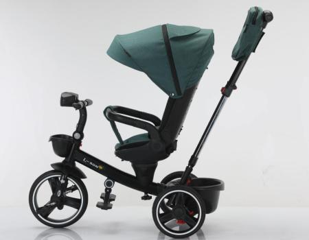 Tricicleta cu scaun reversibil, 6-36 luni, cu pozitie de somn, roata cauciuc, cu lumini si muzica, Verde [1]