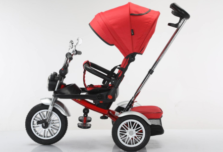Tricicleta cu scaun reversibil, 6-36 luni, cu pozitie de somn, roata cauciuc, tip Motocicleta, Rosu [2]