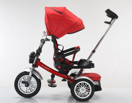 Tricicleta cu scaun reversibil, 6-36 luni, cu pozitie de somn, roata cauciuc, tip Motocicleta, Rosu [4]