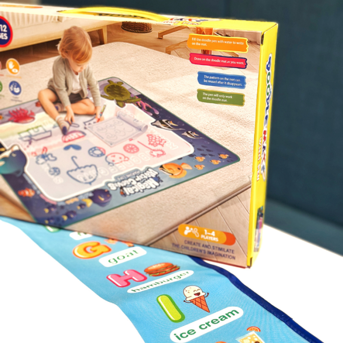 Mată de desen cu apă 100x80 cm cu accesorii, alfabet – reutilizabilă, fără murdărie [5]