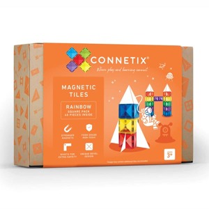 Asociere si memorie - Connetix, Magnetic Tiles Set constructie magnetic, 40 piese de baza, patrate