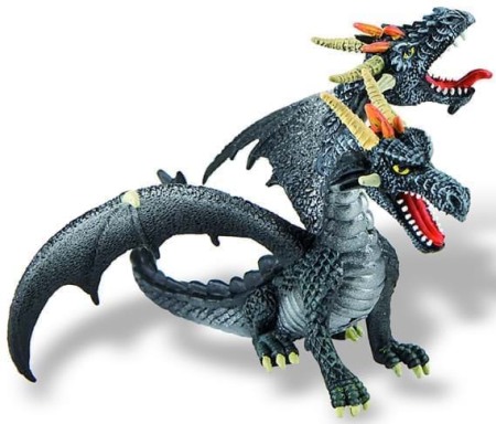 2-4 Ani - Dragon negru cu 2 capete