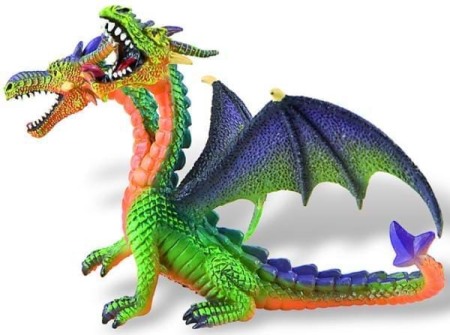 2-4 Ani - Dragon verde cu 2 capete