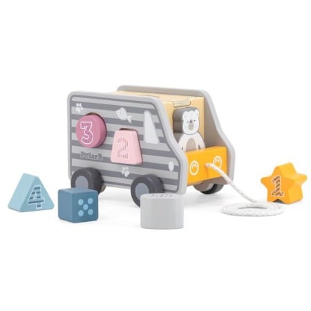 Bebeluși - Jucărie de tras sortator forme geometrice Camion PolarB