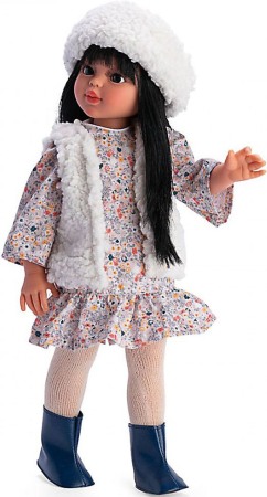 Adaugate recent - Papusa Sabrina Bruneta cu Vesta si Caciulita Alba 40cm