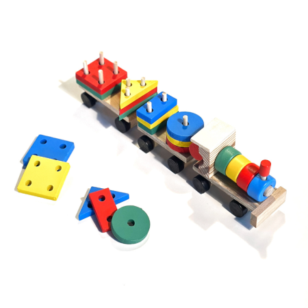 Seturi creatie - Tren din lemn cu sortator de forme, 30 cm