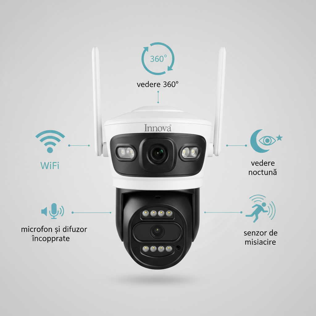 Camera Supraveghere Duală INNOVA X-TRAK, 6MP, WiFi/Lan , live pe telefon + Card Cadou [5]