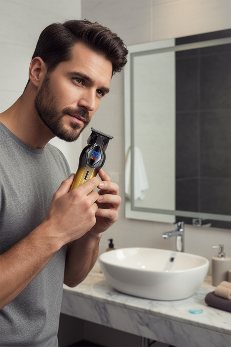 Mașină de Tuns Profesionala Reîncărcabilă Auriu/Albastru V-921 [4]