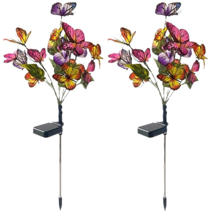Set 2 Lampi Solare Decorative cu Fluturi M374-8, 70cm, Iluminare LED, IP66 [7]