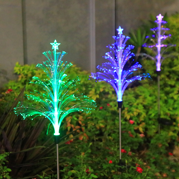 Set 4 Lampi Solare Fountain cu Fibra Optica - Iluminare Multicolora pentru Decor de Craciun Exterior [3]