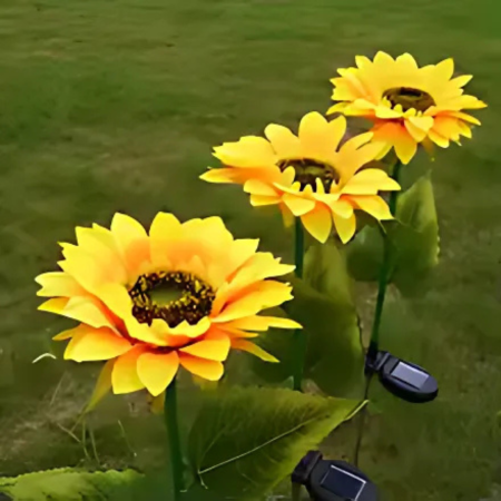 Black Friday - Set 2 x Lămpi Solare LED tip Floarea Soarelui pentru Grădină, 10 Micro-LED-uri, Înălțime 70 cm, IP65, Iluminare Automată cu Senzor [4]