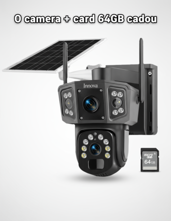 Camere Supraveghere - Camera Supraveghere Solara Dubla INNOVA WIFI , 6MP , Full HD, PTZ 360°, baterie 12000mAh, + 1 card 64gb Cadou , 3 ani garantie