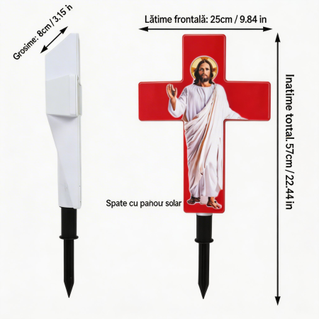 ✝️ Cruce Solara Decorativa LED - Lumina Calda pentru Comemorare si Liniste [6]