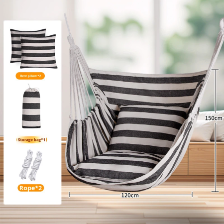 Hamac Suspendat Tip Scaun cu 2 Perne, Husa si Carlige, 100x130 cm [2]