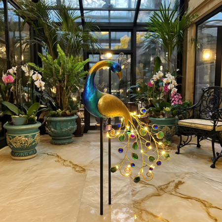 Lampa Solara Decorativa Paun LED - Iluminare Eleganta pentru Gradina Ta [6]