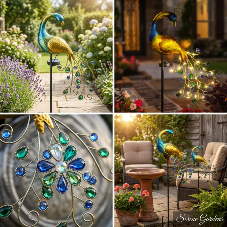 Lampa Solara Decorativa Paun LED - Iluminare Eleganta pentru Gradina Ta [4]