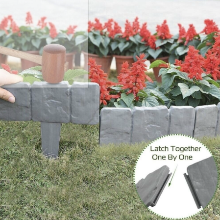 Set 10 x Gard Decorativ cu Aspect de Piatra Pentru Gazon sau Flori [1]