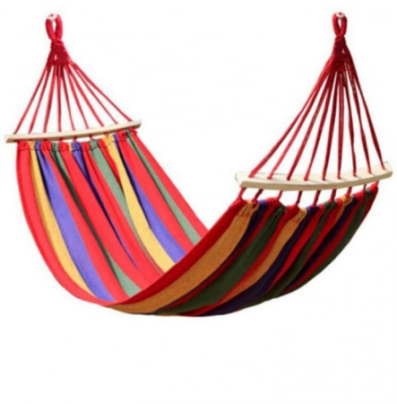 Set 2 Hamace cu Bară de Lemn, Bumbac 180×80 cm, Relaxare de Vara pentru 2 Persoane [3]