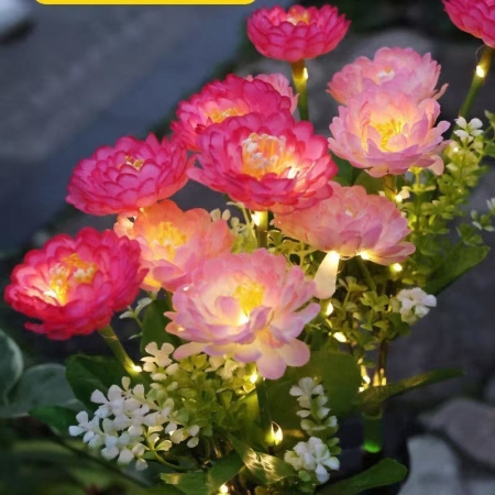 Set 2 Lampi Solare Decorative Bujori Roz M374-2, 60cm cu panou solar integrat - iluminat ambiental gradina [3]