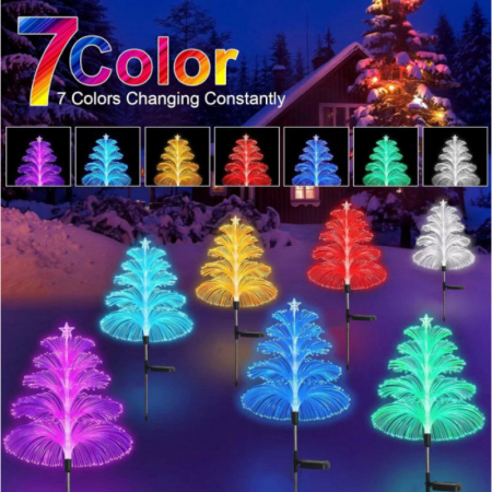 Set 2 Lampi Solare Fountain cu Fibra Optica - Iluminare Multicolora pentru Decorative Exterior [1]
