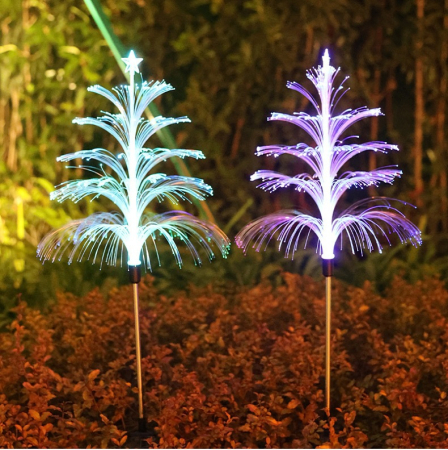 Set 2 Lampi Solare Fountain cu Fibra Optica - Iluminare Multicolora pentru Decorative Exterior [4]