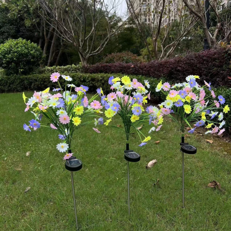 Set 2 Lampi Solare tip Buchet de Margarete Decorative M374-4, 70cm, lumina colorata, IP66, panou solar integrat [3]