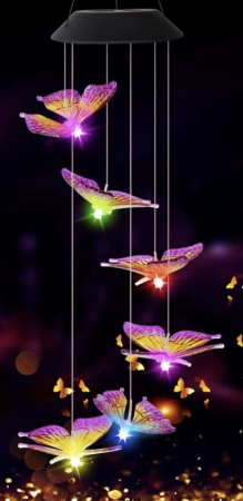 Clopotei de Vant Solari LED, Set 2 Bucati, 6 Figurine Luminoase, Inimi, Colibri sau Fluturi [15]