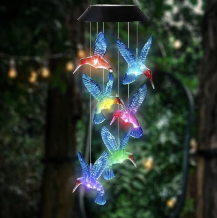 Clopotei de Vant Solari LED, Set 2 Bucati, 6 Figurine Luminoase, Inimi, Colibri sau Fluturi [11]