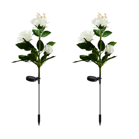Set 2 x Lampi Solare Trandafir cu 3 Flori LED - Decor Elegant de Gradina, Tarus si Panou Solar [3]