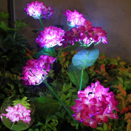 Set 2x Lampa Solara Decorativa Hortensie, 70cm, iluminare LED, IP66, panou solar integrat [1]