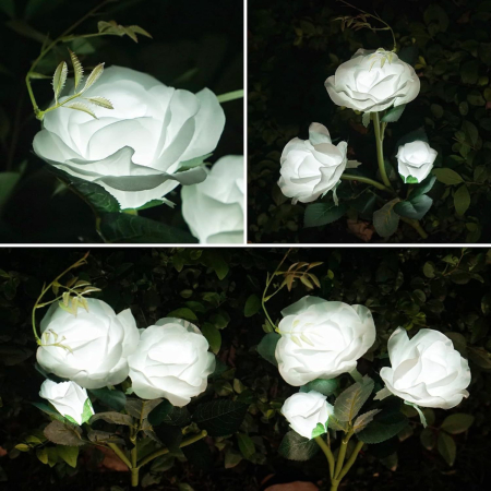 Set 4 x Lampi Solare Trandafir cu 3 Flori LED - Decor Elegant de Gradina, Tarus si Panou Solar [2]