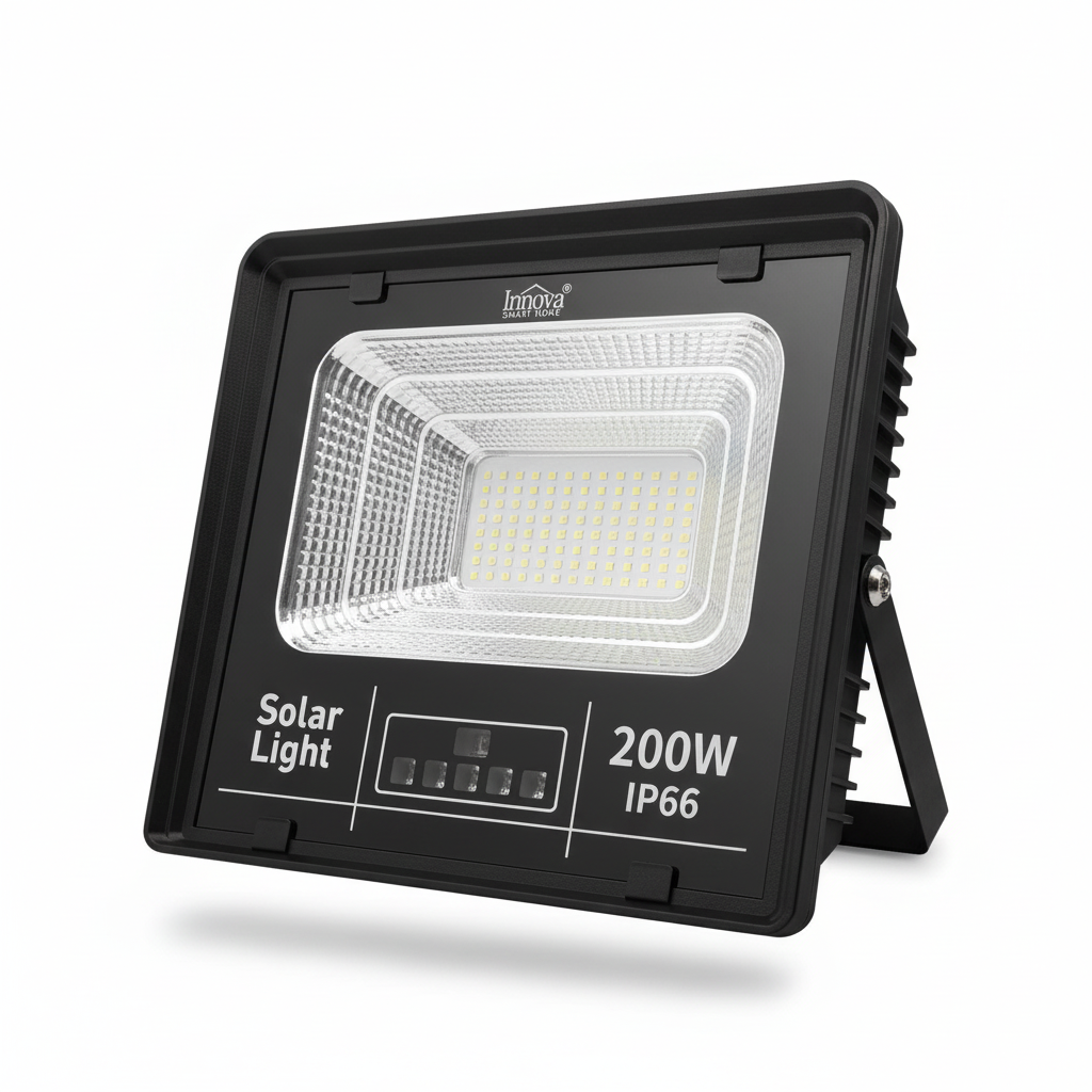 Set 4 x Proiector LED INNOVA 200W Cu Panou Solar si telecomanda, IP66 + Cadou Surpriza [2]