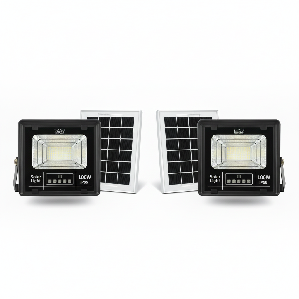 Set 2 X Proiector Solar Innova 100W , IP66 , Indicator Batarie , Telecomanda , 6500k , 3 Ani Garantie [3]