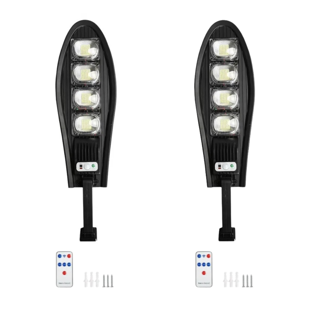 LAMPI SOLARE - Set 1+1 Lampa Solara Cobra 168 Led , Ip66 , Senzor de Lumina + Senzor de Miscare + Telecomanda