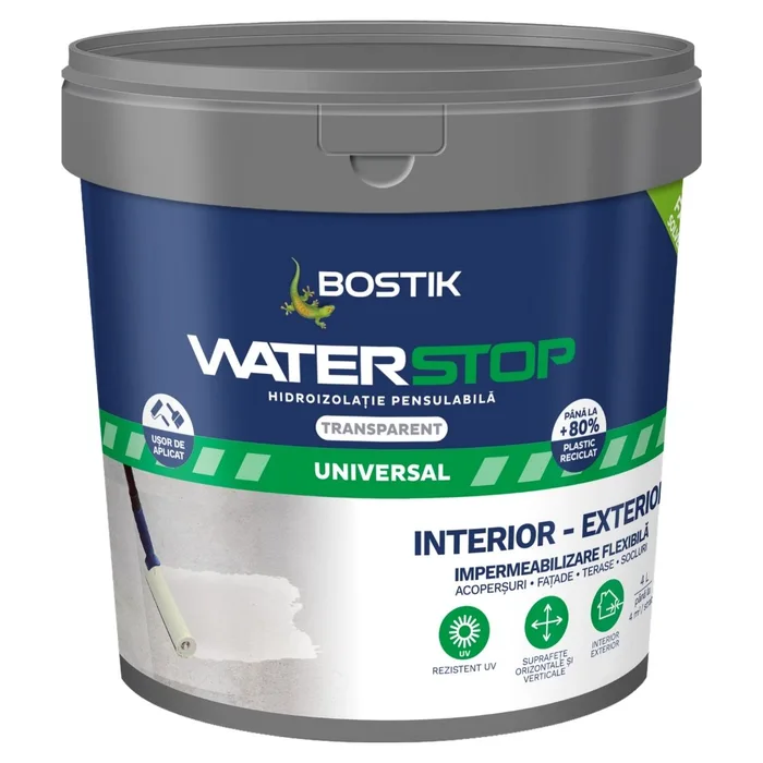 Hidroizolatii - Bostik Waterstop Acryl Fibre membrana hidroizolatie alb 1 kg exterior interior