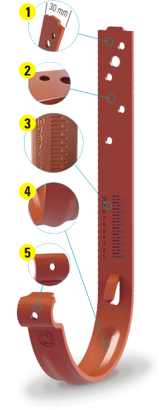 Carlig Pentru Jgheab Metalic, Rufster, Rosu Caramiziu (RAL 8004), Diam. 125 mm [2]