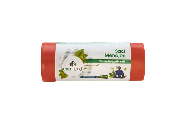 Saci Menajeri, EcoFriend, Rosii, 35l, 15 saci/rola [1]