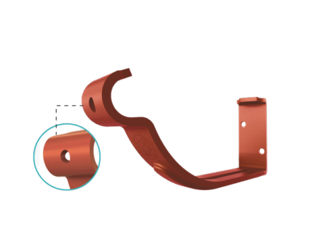 Diam. 125 mm x 90 mm - Carlig Aplicat Pentru Jgheab Metalic, Rufster, Rosu Caramiziu (RAL 8004), Diam. 125 mm