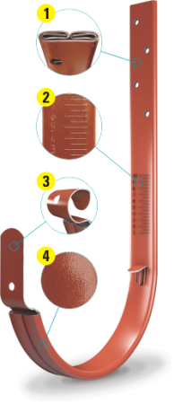 Carlig Pentru Jgheab Metalic Eco, Rufster, Rosu Caramiziu (RAL 8004), Diam. 125 mm [1]