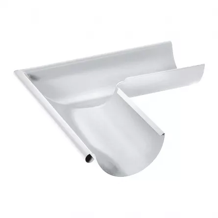 Diam. 150 mm x 90 mm - Colțar Exterior Jgheab Metalic 90°, Rufster, Alb (RAL 9002), Diam. 150 mm