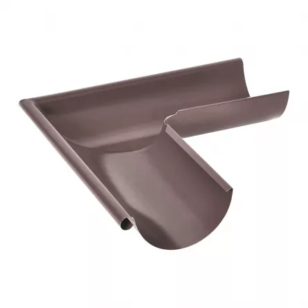 Acoperisuri - Colțar Exterior Jgheab Metalic 90°, Rufster, Brun (RAL 8019), Diam. 125 mm