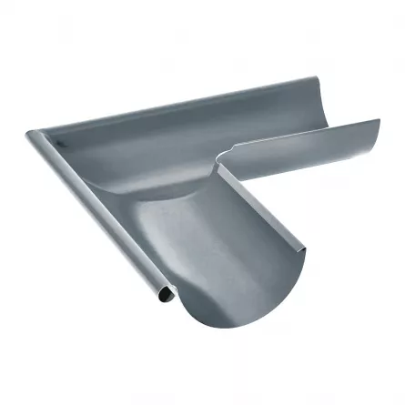 Diam. 150 mm x 90 mm - Colțar Exterior Jgheab Metalic 90°, Rufster, Gri (RAL 7024), Diam. 150 mm