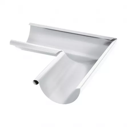 Acoperisuri - Colțar Interior Jgheab Metalic 90°, Rufster, Alb (RAL 9002), Diam. 125 mm
