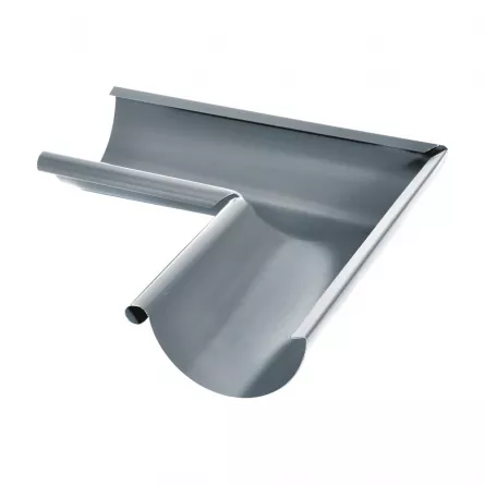 Acoperisuri - Colțar Interior Jgheab Metalic 90°, Rufster, Gri (RAL 7024), Diam. 125 mm