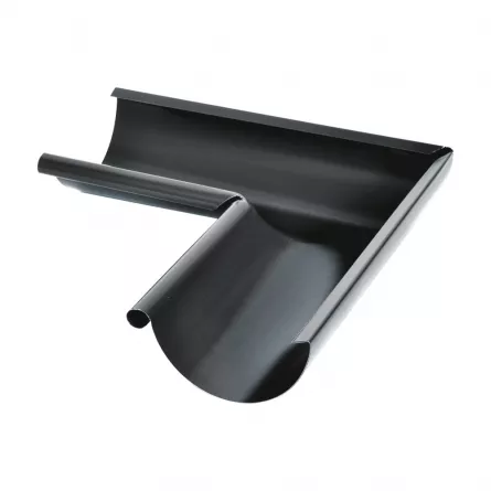 Acoperisuri - Colțar Interior Jgheab Metalic 90°, Rufster, Negru (RAL 9005), Diam. 125 mm
