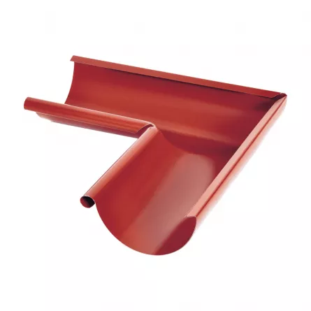 Acoperisuri - Colțar Interior Jgheab Metalic 90°, Rufster, Rosu (RAL 3009), Diam. 150 mm